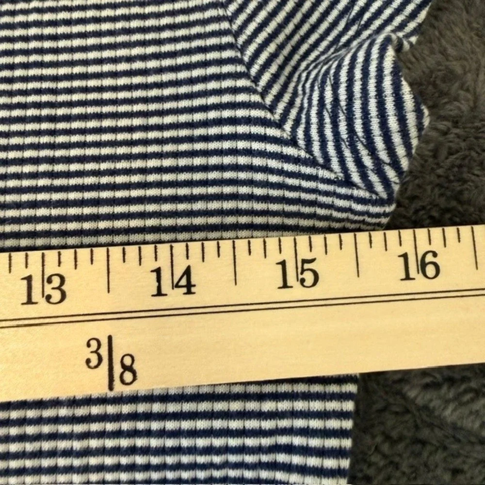 J.Crew Striped Ribbed Henley Polo Top Short Sleeve Navy White Medium